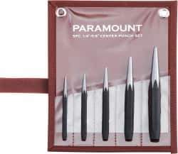 Paramount - 5 Piece, 3/32 to 1/4", Center Punch Set - Comes in Canvas Roll - Apex Tool & Supply