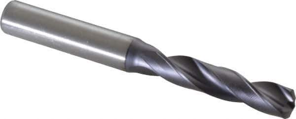 Kennametal - 8.60044mm 140° Spiral Flute Solid Carbide Screw Machine Drill Bit - Right Hand Cut, 47mm Flute Length, 89mm OAL, Standard Point, Straight Shank - Apex Tool & Supply