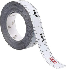 US Tape - 12 Ft. Long x 1/2 Inch Wide, 1/16 Inch Graduation, White, Steel Adhesive Tape Measure - Apex Tool & Supply