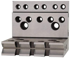 Suburban Tool - 4" Wide x 4" Deep x 4-1/2" High Steel Precision-Ground Angle Plate - V-Step Plate, Machined Holes on Surface, Open End, 1" Thick, Single Plate - Apex Tool & Supply
