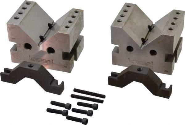 Suburban Tool - 2-7/8" Max Capacity, 90° Angle, Hardened Steel V-Block - 4" Long x 3" Wide x 3" High, Sold as Matched Pair - Apex Tool & Supply