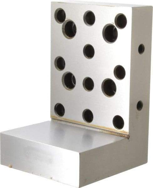 Suburban Tool - 4" Wide x 6" Deep x 4" High Steel Precision-Ground Angle Plate - Standard Plate, Machined Holes on Surface, Open End, 1-1/4" Thick, Single Plate - Apex Tool & Supply