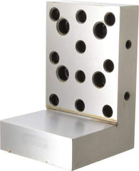 Suburban Tool - 4" Wide x 6" Deep x 4" High Steel Precision-Ground Angle Plate - Standard Plate, Machined Holes on Surface, Open End, 1-1/4" Thick, Single Plate - Apex Tool & Supply