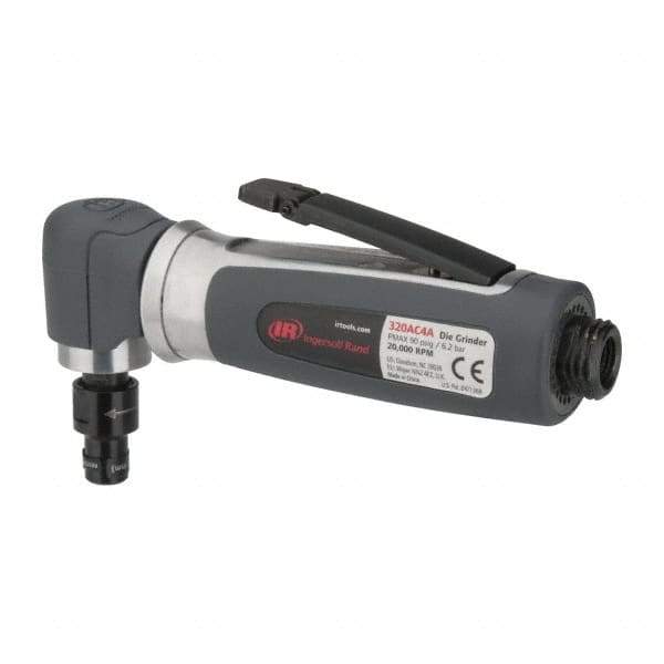 Ingersoll-Rand - 1/4" Collet, Angle Handle, Straight Air Die Grinder - 20,000 RPM, Rear Exhaust, 32 CFM, 0.3 hp, 620 kPa, 1/4 NPT - Apex Tool & Supply