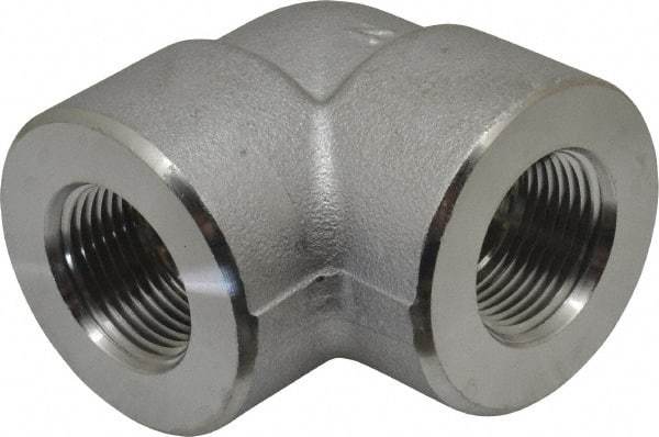 Merit Brass - 3/4" Grade 304/304L Stainless Steel Pipe 90° Elbow - FNPT x FNPT End Connections, 3,000 psi - Apex Tool & Supply
