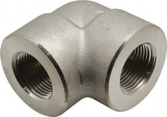 Merit Brass - 1" Grade 304/304L Stainless Steel Pipe 90° Elbow - FNPT x FNPT End Connections, 3,000 psi - Apex Tool & Supply