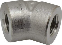 Merit Brass - 1/2" Grade 304/304L Stainless Steel Pipe 45° Elbow - FNPT x FNPT End Connections, 3,000 psi - Apex Tool & Supply