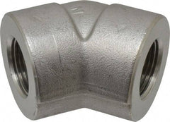 Merit Brass - 3/4" Grade 304/304L Stainless Steel Pipe 45° Elbow - FNPT x FNPT End Connections, 3,000 psi - Apex Tool & Supply