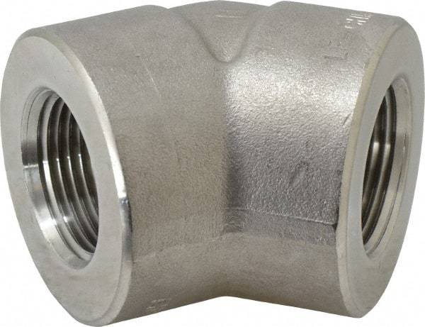 Value Collection - 1" Grade 304/304L Stainless Steel Pipe 45° Elbow - FNPT x FNPT End Connections, 3,000 psi - Apex Tool & Supply