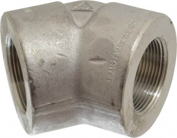 Merit Brass - 1-1/2" Grade 304/304L Stainless Steel Pipe 45° Elbow - FNPT x FNPT End Connections, 3,000 psi - Apex Tool & Supply