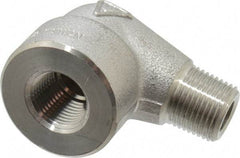 Merit Brass - 3/8" Grade 304/304L Stainless Steel Pipe 90° Street Elbow - FNPT x MNPT End Connections, 3,000 psi - Apex Tool & Supply