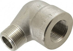 Merit Brass - 1" Grade 304/304L Stainless Steel Pipe 90° Street Elbow - FNPT x MNPT End Connections, 3,000 psi - Apex Tool & Supply