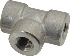 Merit Brass - 1/4" Grade 304/304L Stainless Steel Pipe Tee - FNPT x FNPT x FNPT End Connections, 3,000 psi - Apex Tool & Supply