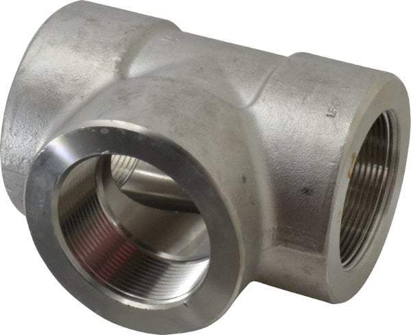 Value Collection - 2" Grade 304/304L Stainless Steel Pipe Tee - FNPT x FNPT x FNPT End Connections, 3,000 psi - Apex Tool & Supply