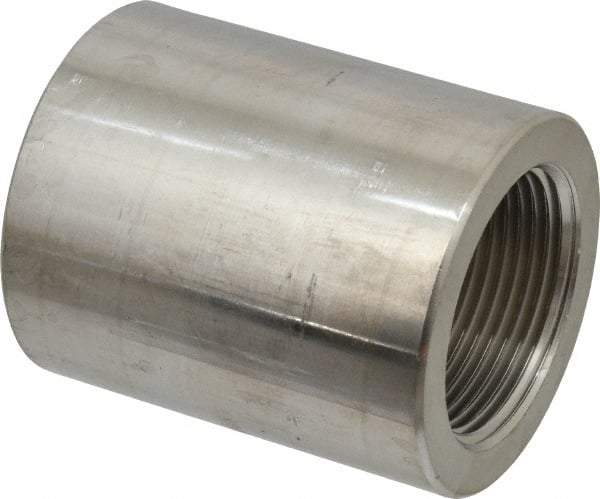 Merit Brass - 1-1/4" Grade 304/304L Stainless Steel Pipe Coupling - FNPT x FNPT End Connections, 3,000 psi - Apex Tool & Supply