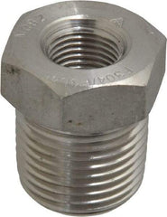 Merit Brass - 3/8 x 1/8" Grade 304/304L Stainless Steel Pipe Hex Bushing - MNPT x FNPT End Connections, 3,000 psi - Apex Tool & Supply