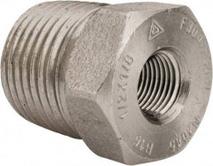 Merit Brass - 1/2 x 1/8" Grade 304/304L Stainless Steel Pipe Hex Bushing - MNPT x FNPT End Connections, 3,000 psi - Apex Tool & Supply