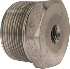 Merit Brass - 1-1/2 x 1/4" Grade 304/304L Stainless Steel Pipe Hex Bushing - MNPT x FNPT End Connections, 3,000 psi - Apex Tool & Supply