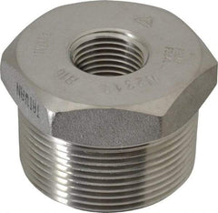 Merit Brass - 1-1/2 x 1/2" Grade 304/304L Stainless Steel Pipe Hex Bushing - MNPT x FNPT End Connections, 3,000 psi - Apex Tool & Supply