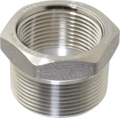 Merit Brass - 1-1/2 x 1-1/4" Grade 304/304L Stainless Steel Pipe Hex Bushing - MNPT x FNPT End Connections, 3,000 psi - Apex Tool & Supply