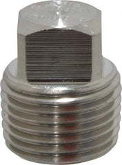 Merit Brass - 1/2" Grade 304/304L Stainless Steel Pipe Square Head Plug - MNPT End Connections, 3,000 psi - Apex Tool & Supply