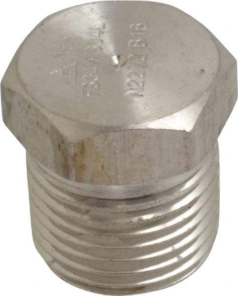 Merit Brass - 1/2" Grade 304/304L Stainless Steel Pipe Hex Head Plug - MNPT End Connections, 3,000 psi - Apex Tool & Supply
