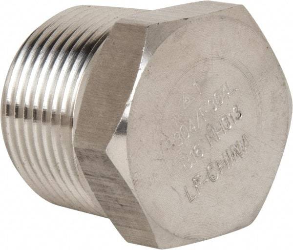 Value Collection - 1" Grade 304/304L Stainless Steel Pipe Hex Head Plug - MNPT End Connections, 3,000 psi - Apex Tool & Supply