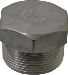 Merit Brass - 1-1/2" Grade 304/304L Stainless Steel Pipe Hex Head Plug - MNPT End Connections, 3,000 psi - Apex Tool & Supply
