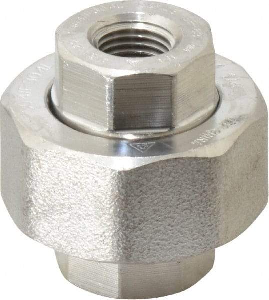 Value Collection - 1/4" Grade 304/304L Stainless Steel Pipe Union - FNPT x FNPT End Connections, 3,000 psi - Apex Tool & Supply