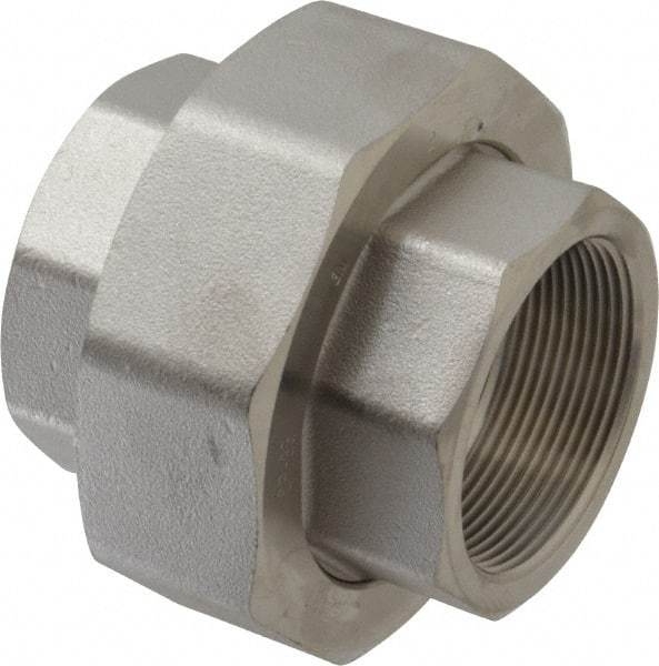 Merit Brass - 2" Grade 304/304L Stainless Steel Pipe Union - FNPT x FNPT End Connections, 3,000 psi - Apex Tool & Supply