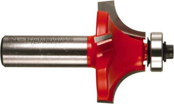 Freud - 1-5/8" Cut Diam, 3/4" Length of Cut, 4 Flute Round-Over Edge Profile Router Bit - Carbide-Tipped, 1/2" Shank Diam, 2-3/4" OAL, Proprietary Coating - Apex Tool & Supply