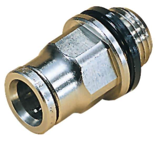 Norgren - 14mm Outside Diam, 3/8 BSPT, Nickel Plated Brass Push-to-Connect Tube Male Connector - 260 Max psi, Tube to Male BSPT Connection, Nitrile O-Ring - Apex Tool & Supply