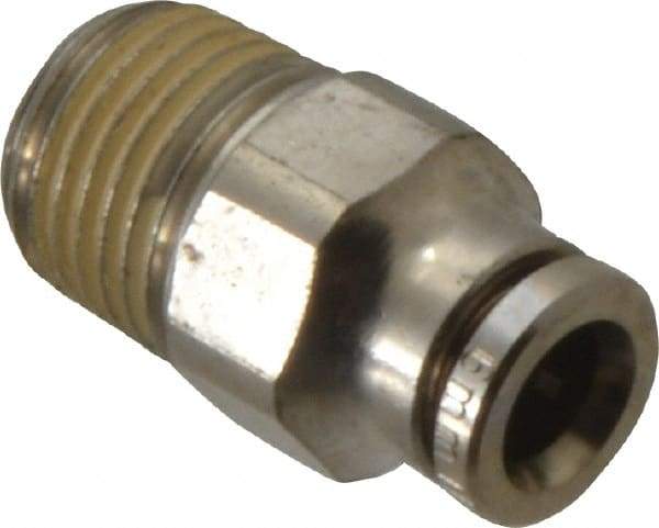 Norgren - 6mm Outside Diam, 1/4 BSPT, Nickel Plated Brass Push-to-Connect Tube Male Connector - 260 Max psi, Tube to Male BSPT Connection, Nitrile O-Ring - Apex Tool & Supply