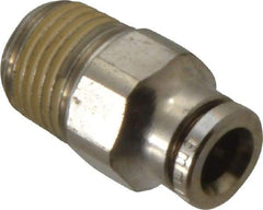 Norgren - 6mm Outside Diam, 1/4 BSPT, Nickel Plated Brass Push-to-Connect Tube Male Connector - 260 Max psi, Tube to Male BSPT Connection, Nitrile O-Ring - Apex Tool & Supply