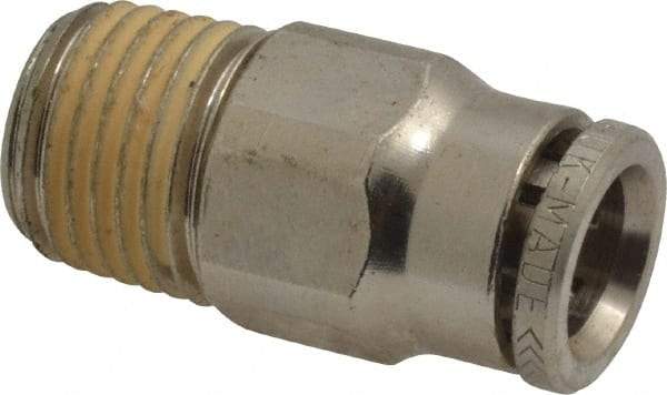 Norgren - 8mm Outside Diam, 1/4 BSPT, Nickel Plated Brass Push-to-Connect Tube Male Connector - 260 Max psi, Tube to Male BSPT Connection, Nitrile O-Ring - Apex Tool & Supply