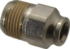 Norgren - 8mm Outside Diam, 3/8 BSPT, Nickel Plated Brass Push-to-Connect Tube Male Connector - 260 Max psi, Tube to Male BSPT Connection, Nitrile O-Ring - Apex Tool & Supply