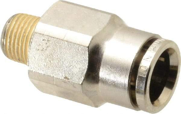 Norgren - 10mm Outside Diam, 1/8 BSPT, Nickel Plated Brass Push-to-Connect Tube Male Connector - 260 Max psi, Tube to Male BSPT Connection, Nitrile O-Ring - Apex Tool & Supply