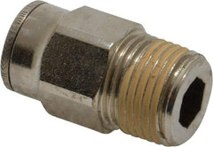 Norgren - 14mm Outside Diam, 1/2 BSPT, Nickel Plated Brass Push-to-Connect Tube Male Connector - 260 Max psi, Tube to Male BSPT Connection, Nitrile O-Ring - Apex Tool & Supply