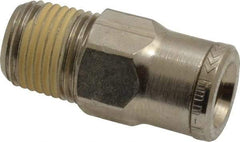 Norgren - 6mm Outside Diam, 1/8 NPTF, Nickel Plated Brass Push-to-Connect Tube Male Connector - 260 Max psi, Tube to Male NPT Connection, Nitrile O-Ring - Apex Tool & Supply