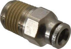 Norgren - 6mm Outside Diam, 1/4 NPTF, Nickel Plated Brass Push-to-Connect Tube Male Connector - 260 Max psi, Tube to Male NPT Connection, Nitrile O-Ring - Apex Tool & Supply