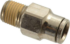 Norgren - 10mm Outside Diam, 1/4 NPTF, Nickel Plated Brass Push-to-Connect Tube Male Connector - 260 Max psi, Tube to Male NPT Connection, Nitrile O-Ring - Apex Tool & Supply