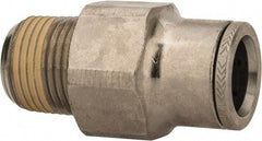 Norgren - 12mm Outside Diam, 3/8 NPTF, Nickel Plated Brass Push-to-Connect Tube Male Connector - 260 Max psi, Tube to Male NPT Connection, Nitrile O-Ring - Apex Tool & Supply