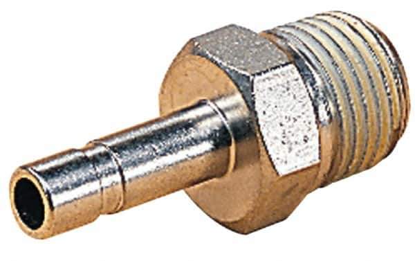 Norgren - 1/8 BSPT, Nickel Plated Brass Push-to-Connect Male Stem Connector - 260 Max psi, Stem to Male Connection - Apex Tool & Supply