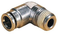 Norgren - 4mm Outside Diam, 1/4 BSPT, Nickel Plated Brass Push-to-Connect Tube Male Elbow - 260 Max psi, Tube to Male BSPT Connection, Nitrile O-Ring - Apex Tool & Supply