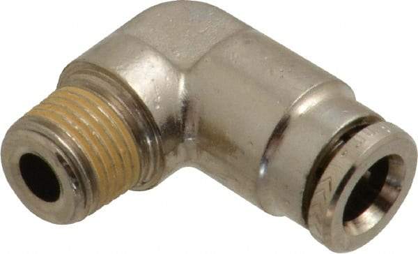 Norgren - 6mm Outside Diam, 1/8 BSPT, Nickel Plated Brass Push-to-Connect Tube Male Elbow - 260 Max psi, Tube to Male BSPT Connection, Nitrile O-Ring - Apex Tool & Supply