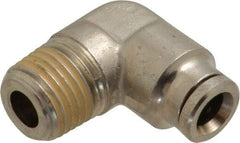 Norgren - 6mm Outside Diam, 1/4 BSPT, Nickel Plated Brass Push-to-Connect Tube Male Elbow - 260 Max psi, Tube to Male BSPT Connection, Nitrile O-Ring - Apex Tool & Supply