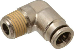 Norgren - 8mm Outside Diam, 1/4 BSPT, Nickel Plated Brass Push-to-Connect Tube Male Elbow - 260 Max psi, Tube to Male BSPT Connection, Nitrile O-Ring - Apex Tool & Supply