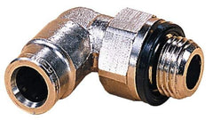 Norgren - 8mm Outside Diam, 3/8 BSPP, Nickel Plated Brass Push-to-Connect Tube Male Swivel Elbow - 260 Max psi, Tube to Male BSPP Connection, Nitrile O-Ring - Apex Tool & Supply