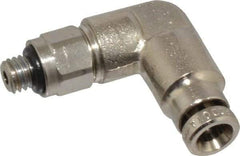 Norgren - 4mm Outside Diam, M5x0.8 Metric, Nickel Plated Brass Push-to-Connect Tube Male Swivel Elbow - 260 Max psi, Tube to Metric Thread Connection, Nitrile O-Ring - Apex Tool & Supply