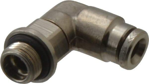 Norgren - 5mm Outside Diam, 1/8 BSPP, Nickel Plated Brass Push-to-Connect Tube Male Swivel Elbow - 260 Max psi, Tube to Male BSPP Connection, Nitrile O-Ring - Apex Tool & Supply